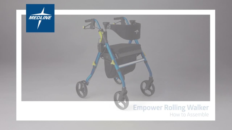 Medline Empower Rollator, Folding Rolling Walker, 8" Wheels, 300lb Weight Capacity, Black Frame