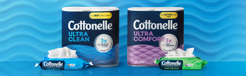 Pair Cottonelle Bath Tissue with Cottonelle Flushable Wipes for a shower-fresh feeling