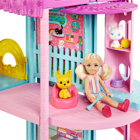 Mercurio Óptima hielo Barbie Chelsea Casa de juegos Casa de dos pisos para muñecas de juguete con  accesorios | HCK77 | MATTEL