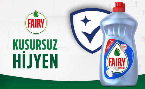 Bulaşıklarınızda kusursuz hijyen sağlayan Fairy Ultra Hygiene'in önden çekimi.