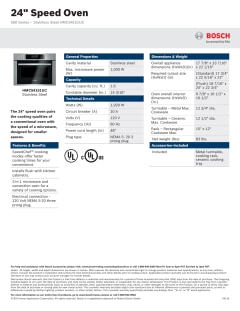 Bosch Hmc54151uc 24 Speed Oven 500 Series - Stainless Steel