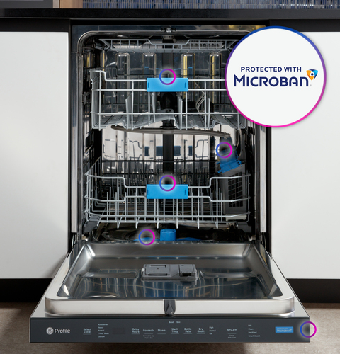 GE Profile 24 Built-In Pocket Handle Built-In Dishwasher with UltraFresh  in Fingerprint Resistant Stainless Steel