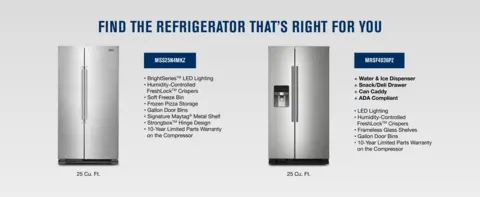 MAYTAG Side By Side Refrigerator MSS25N4MKZ | ABC Warehouse