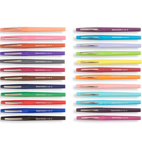 Paper Mate Point Guard Flair Bullet Point Stick Pen, Assorted Colors, .7mm, 24/