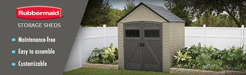 Rubbermaid Horizontal Outdoor Storage Shed, 55 x 28 x 36, 20 cu ft, Olive  Green/Sandstone (3748)
