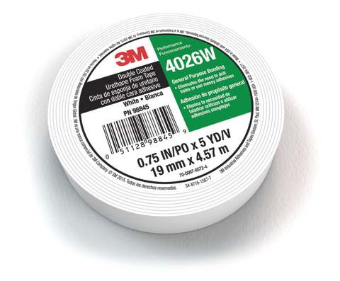 3M 1/2 x 5 Yd Acrylic Adhesive Double Sided Tape 0.04 Thick, Urethane  Foam Liner, Series 4026W 7010313222 - 36478972 - Penn Tool Co., Inc