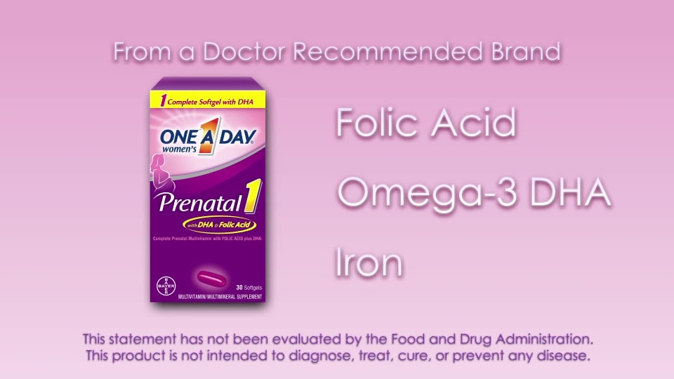 One A Day Women's Prenatal Multivitamin Softgel with Folic Acid, DHA and Iron, 90 Count