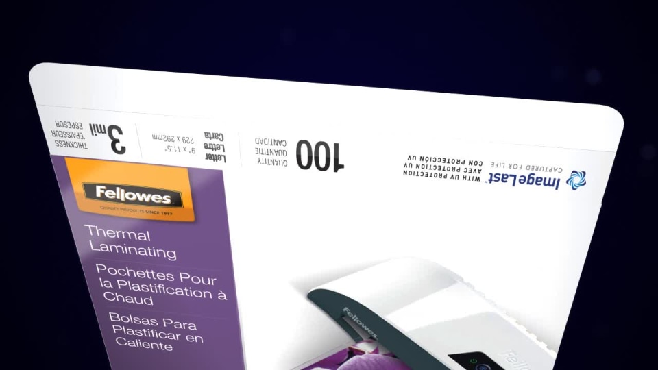 thumbnail video image 2 of Fellowes ImageLast Laminating Pouches with UV Protection, 5 mil, 9" x 11.5", Clear, 150/Pack, Each, 2 of 2