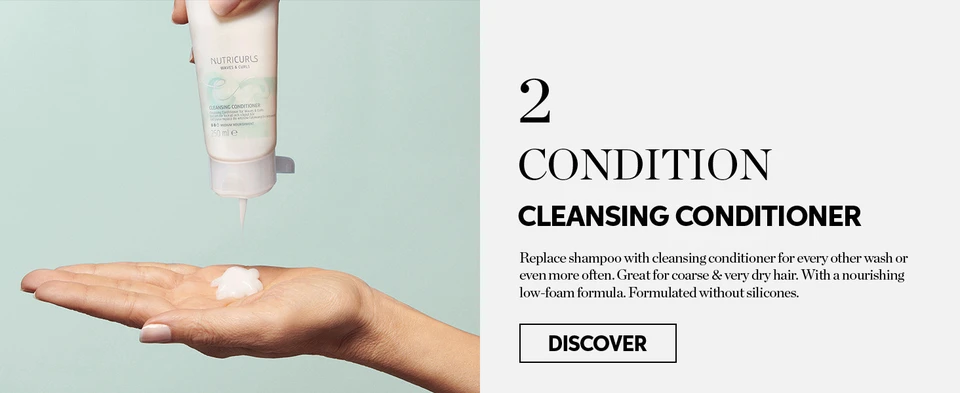 Condition with cleansing conditioner replace shampoo with cleansing conditioner every other wash for coarse and dry hair