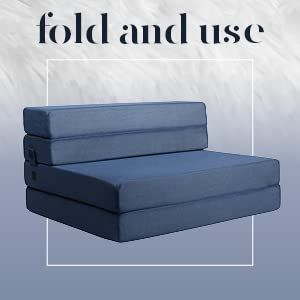 Milliard Tri-Fold Foam Folding Mattress and Sofa Bed for Guests