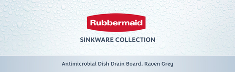 Rubbermaid Antimicrobial Dish Drain Board, Drying Mat, Large, Raven Grey 