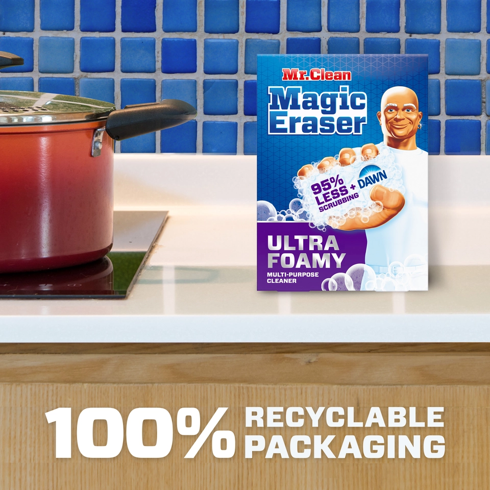 100% recyclable packaging Mr. Clean Magic Eraser Ultra Foamy