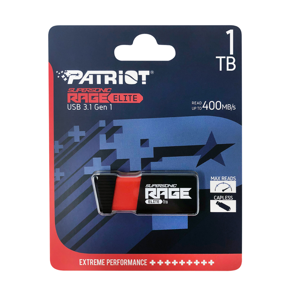 Patriot Supersonic Rage Elite 128 GB, USB 3.0, Velocidad de Transferencia de hasta 400 MB/s Memoria USB 3.1 Tipo A 