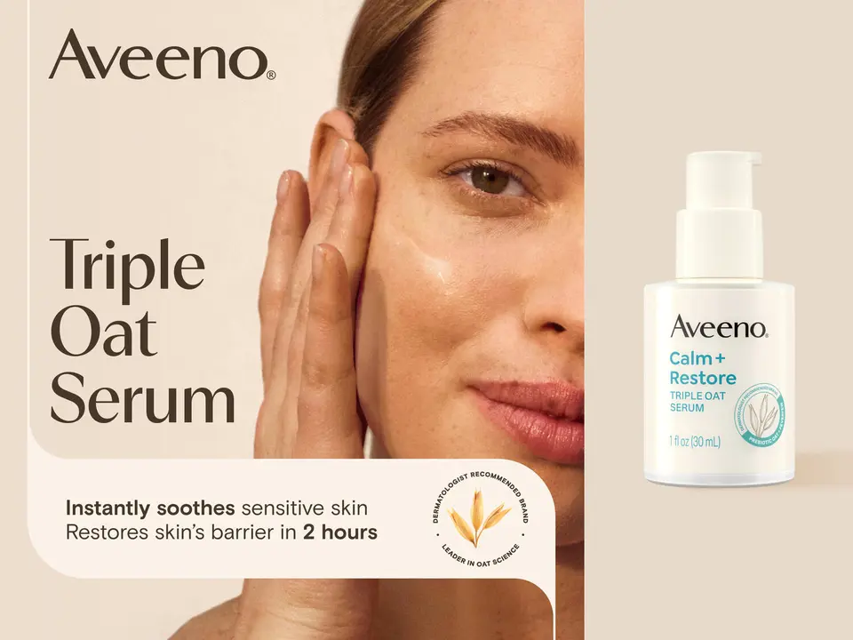 Aveeno Calm Restore Face Serum, triple oat serum, face serum,  women men serum, serum, face