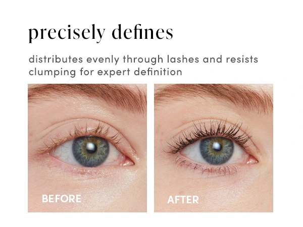 Distributes evenly through lashes and resists clumping for expert definition.