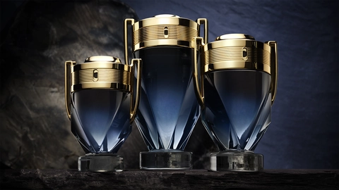 Invictus Parfum product range from smallest to largest