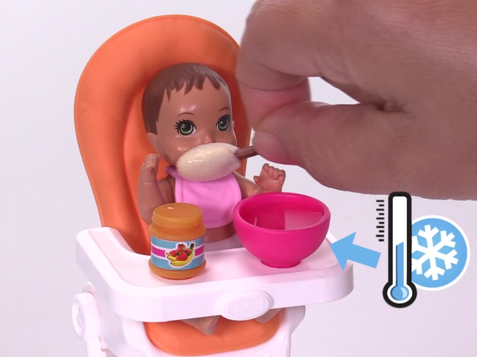 thumbnail video image 2 of Barbie Babysitters Inc. Nikki Doll and Feeding Playset, 2 of 8