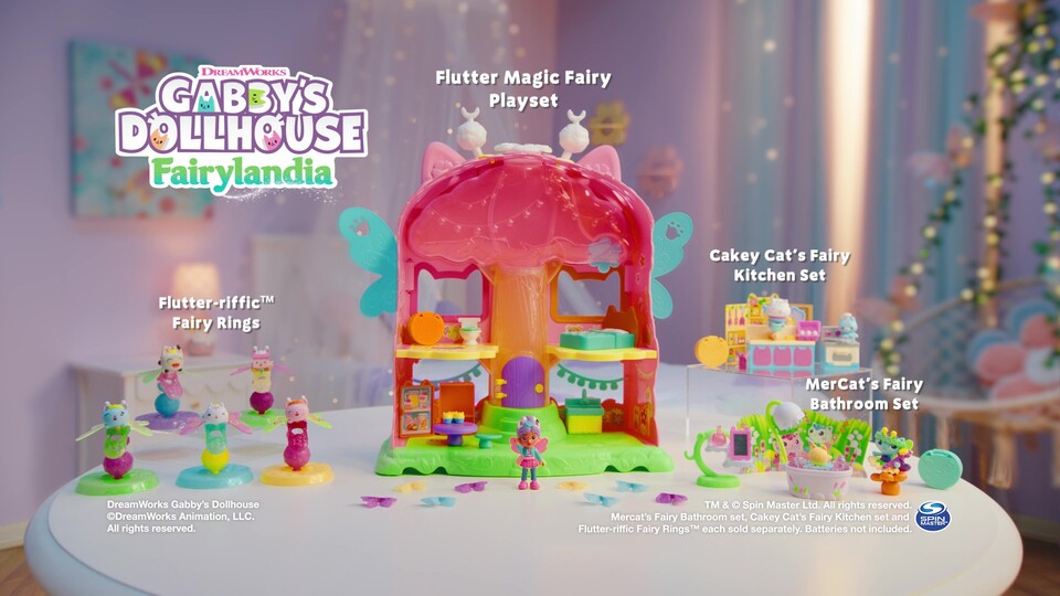 thumbnail video image 2 of Gabby's Dollhouse Fairylandia Flutter Magic Fairy Playset, Ages 3+, 2 of 12