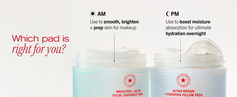 Swipe day or night with exfoliating or hydrating pads