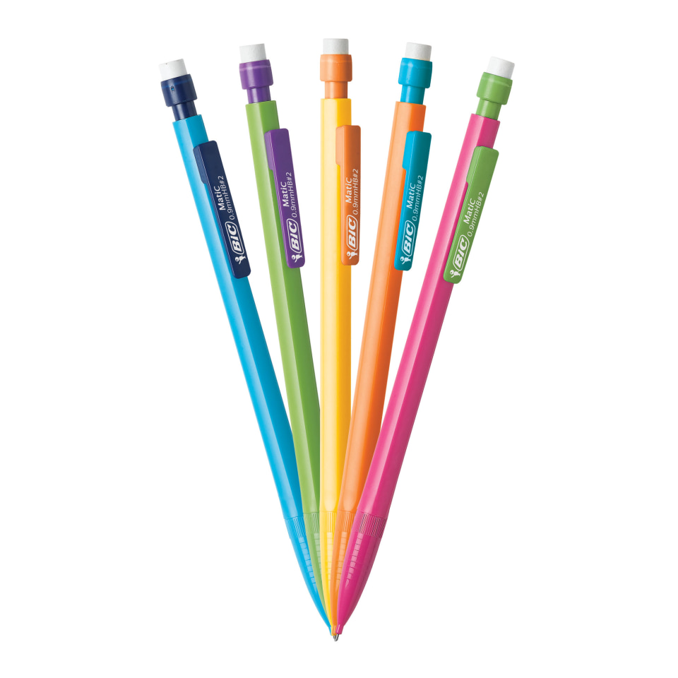 BIC Matita Meccanica 0.7 Mm – Confezione Da 12 Pacchi Da 5 Pezzi – Design Variopinti Con Clip