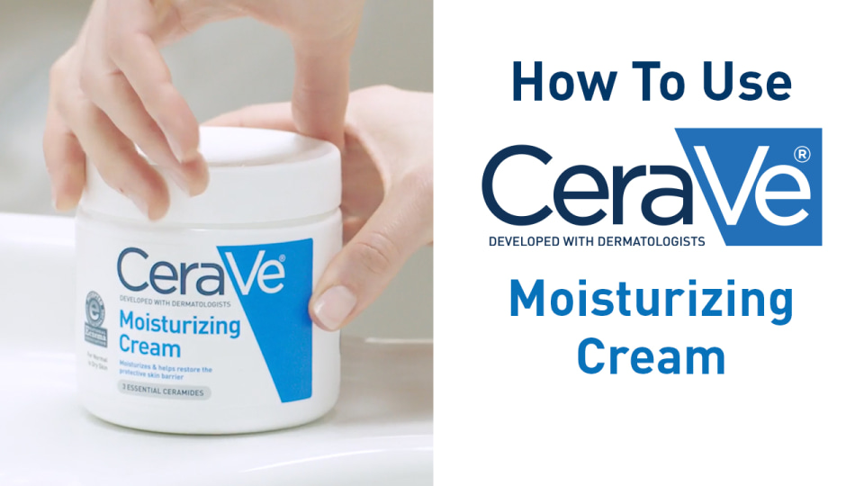 thumbnail video image 2 of (2 pack) CeraVe Moisturizing Cream, Face & Body Moisturizer for Normal to Very Dry Skin, 16 oz, 2 of 11