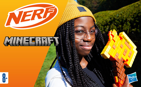 Nerf Minecraft Firebrand, Dart Blasting Axe, 6 Elite Foam Darts, Ages 8 & Up  