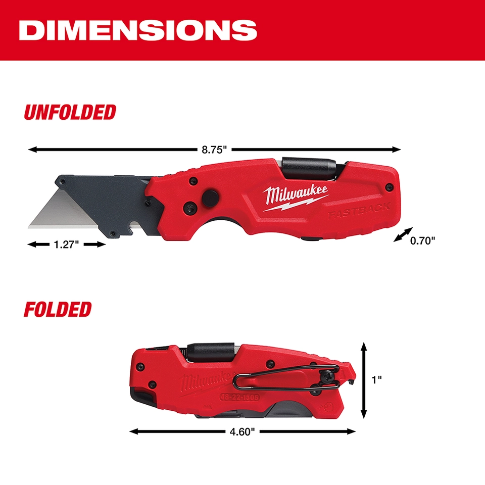 Milwaukee Tool - FASTBACK™ 6-in-1 Folding Utility Knife | MSC Direct
