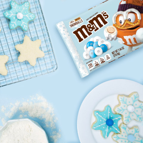 M&M's Christmas White Chocolate Pretzel Snowballs Holiday Candy