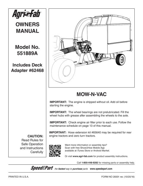 Agri-Fab, Inc. 32 Cu. Ft. Mow-N-Vac Tow Behind Lawn Vacuum Model