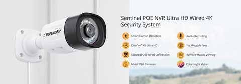 Sentinel 4K Ultra HD Wired 4 Channel POE NVR Security System