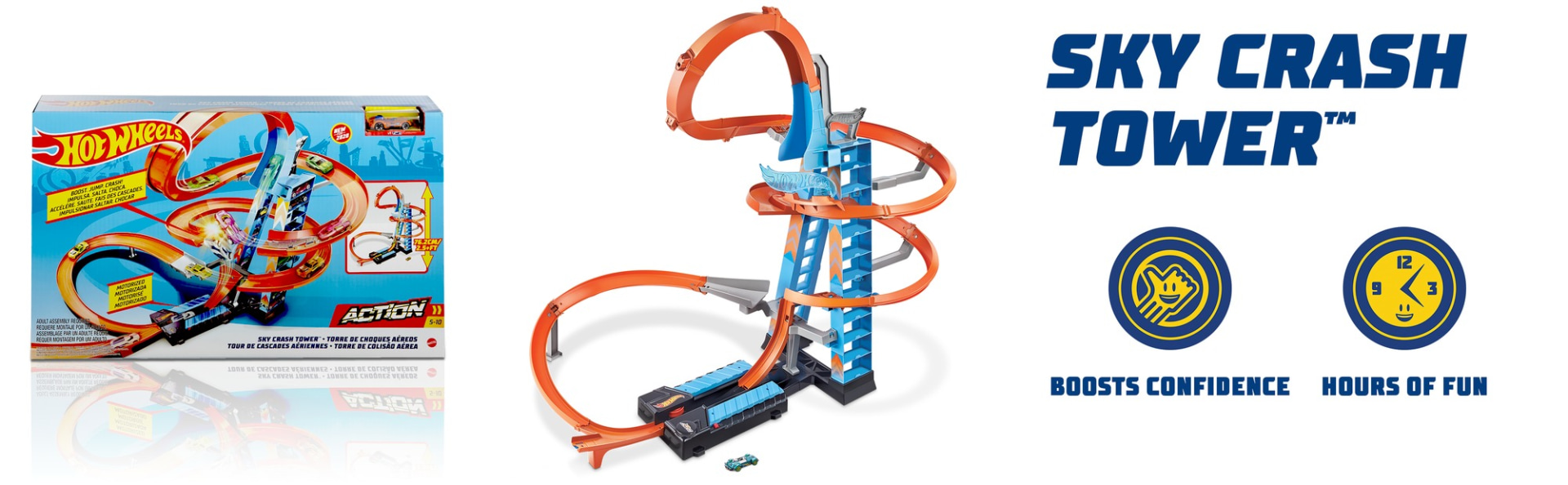 Hot Wheels Sky Crash Tower Track Set 25 Ft 83 Cm High Motorized Booster And Ebay 8043