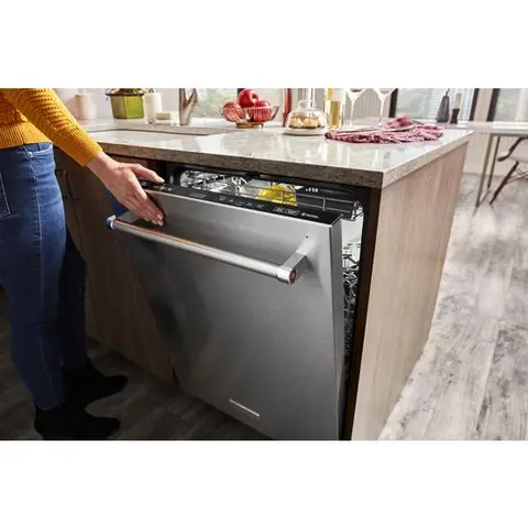 KDFE204KBS KitchenAid 24 39 dBA Front Control Built In Dishwasher with Third Level Utensil Rack Black Stainless Steel