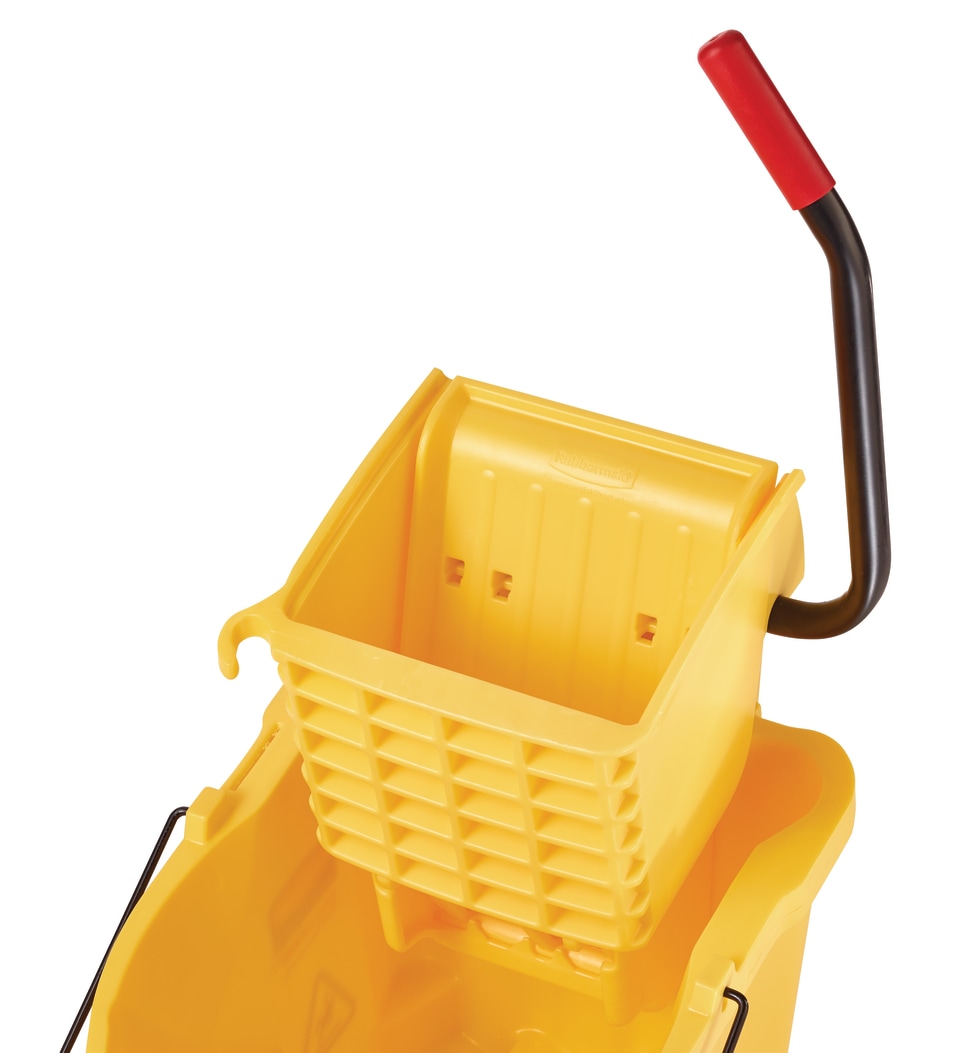 Rubbermaid WaveBrake® 35 Qt. Yellow Mop Bucket with Side Press Wringer and  Red Dirty Water Bucket