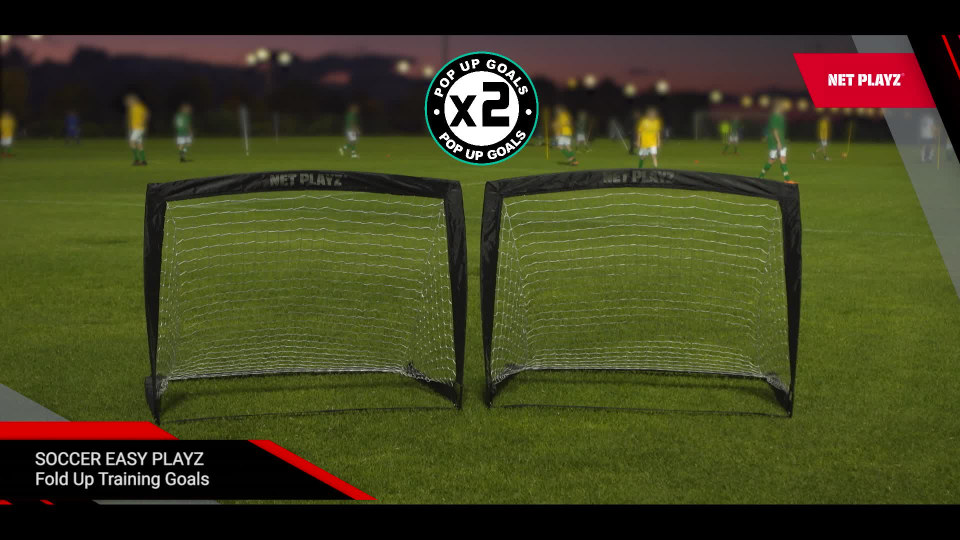 NET PLAYZ 4ftx3ft Easy Fold-Up Portable Training Soccer Goal Renewed Set of 2