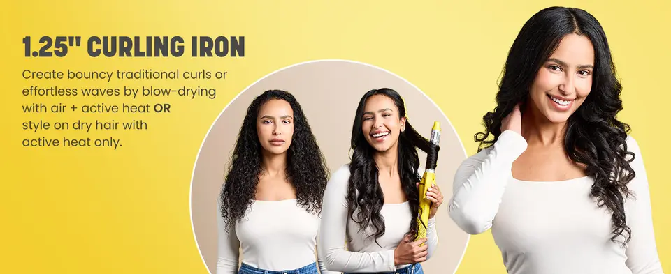 1.25 inch curling iron + blow drying