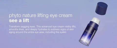 Dermalogica Phyto Nature lifting eye cream bottle on purple gradient background with product text