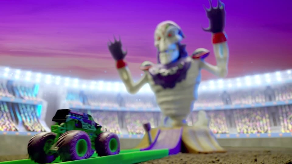 monster jam grim takedown playset with lights and sounds