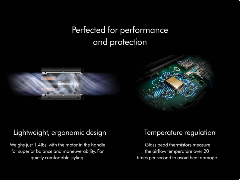 Lightweight, ergonomic design. Temperature regulation.