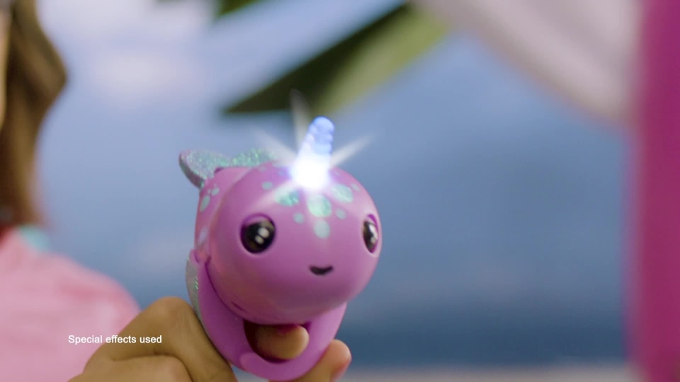 Fingerlings Light Up Narwhal - Nelly (Purple) - Friendly Interactive Toy by WowWee - image 2 of 10