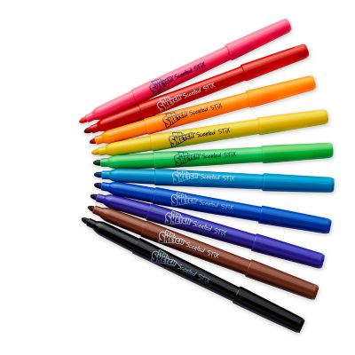 Scented Stix Watercolor Marker Set School Pack, Fine Bullet Tip