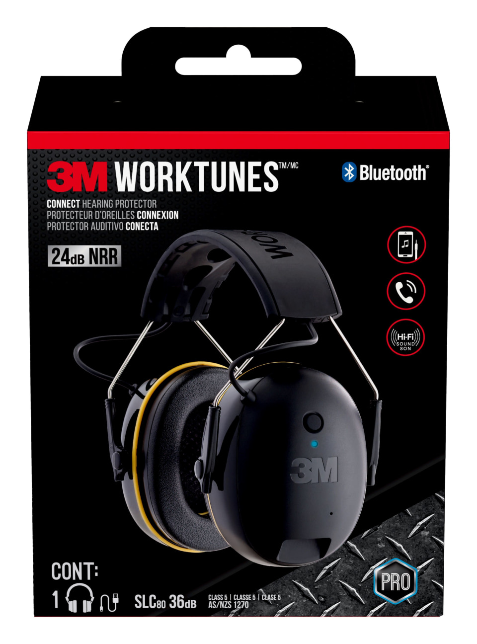 3M WorkTunes Connect, AM/FM Hearing Protector, Bluetooth Technology