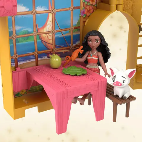 Disney Princess Moana Storytime Stackers Doll House with Small Doll Animal Friend 9 Accessories