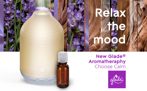 Glade Essential Oil Diffuser, Choose Calm Scent with Notes of Lavender &  Sandalwood, 0.56 oz (16.8 ml), Cool Mist Aromatherapy Diffuser & Air