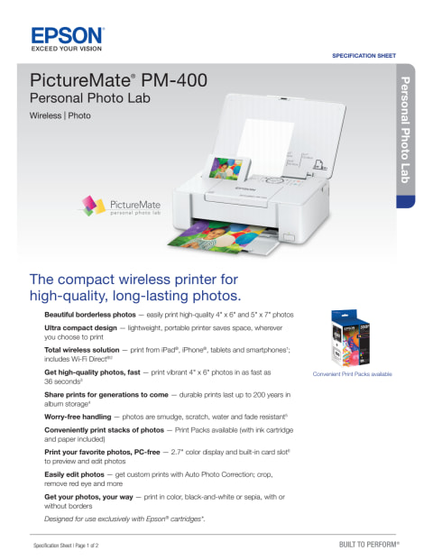 Epson Picturemate Pm 400 Compact Photo Printer 6995