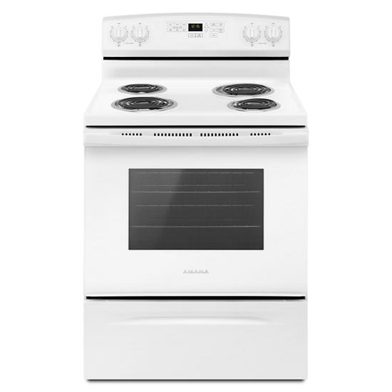 20-inch Amana® Electric Range Oven with Versatile Cooktop White AEP222VAW