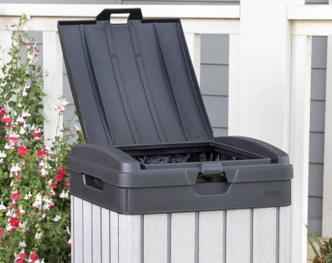 Keter Rockford Duotech Outdoor Trash Can, Gray