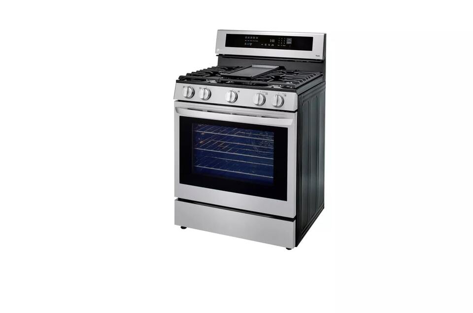 LG LSGL5833F 30 Inch Slide-In Smart Gas Range with 5 Sealed Burners, 5.8  Cu. Ft. Capacity, Cast Iron Grates, Air Fry, EasyClean® + Self Clean,  Storage Drawer, Wi-Fi Connect, and Sabbath Mode