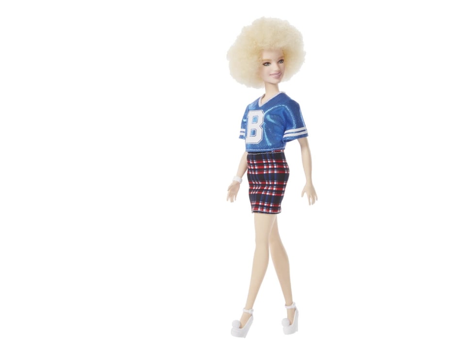 thumbnail video image 2 of Barbie Fashionistas Doll, Petite Body Type Wearing Team Jersey, 2 of 6