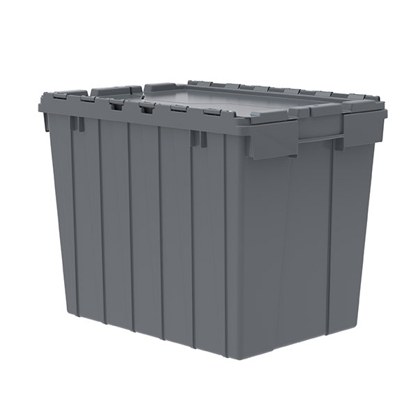 Akro-Mils Attached Lid Storage Container, 100 lb - 17 gal - Gray 