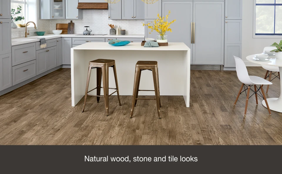Whiteマレー STAINMASTER White Marble Look 9.84-mil x 12-ft W Waterproof